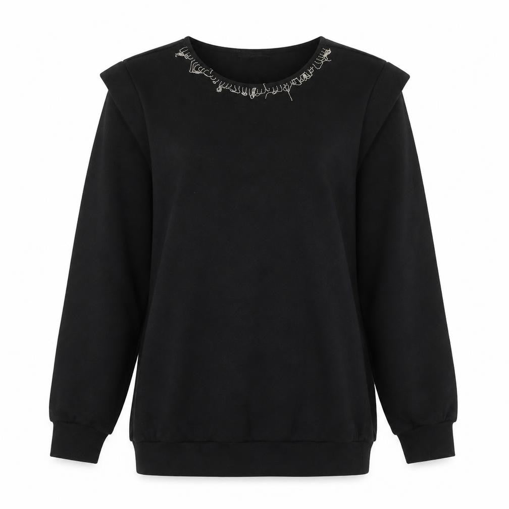 George Womens Black   Pullover Sweatshirt Size M  - beaded detail