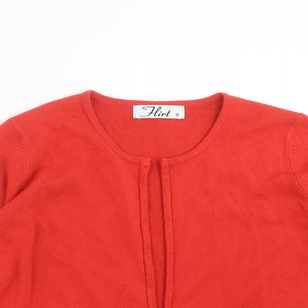 Flirt Womens Red  Knit Cardigan Jumper Size 12