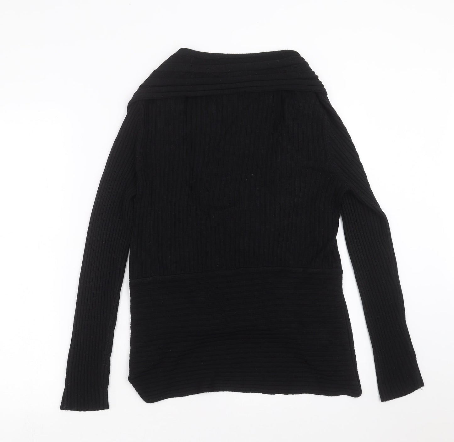 BM Womens Black Striped Knit Cardigan Jumper Size M