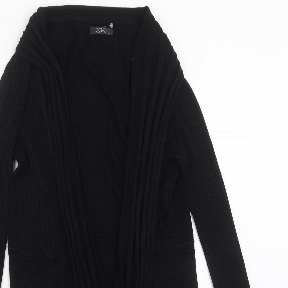 BM Womens Black Striped Knit Cardigan Jumper Size M
