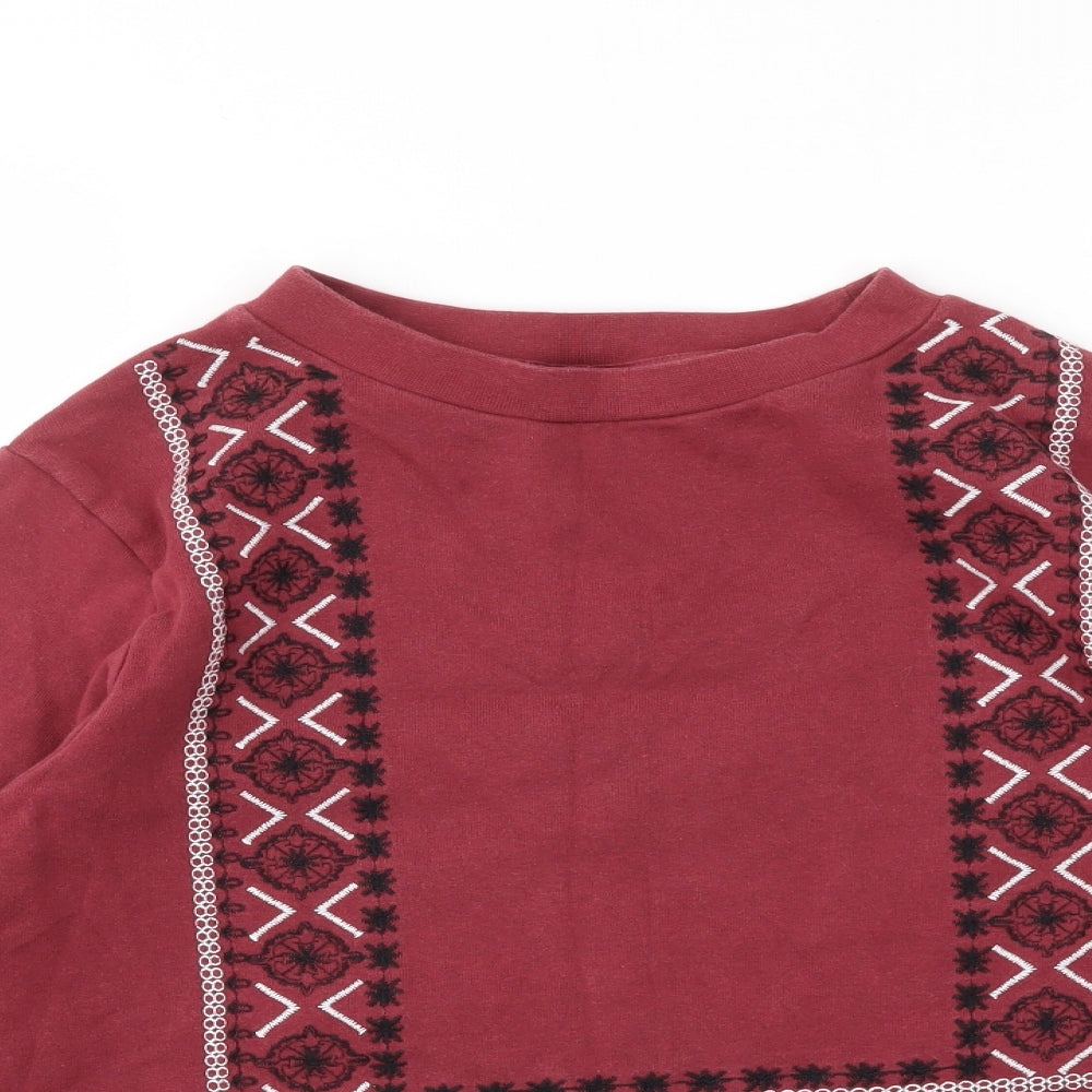 Topshop Womens Red Geometric  Pullover Jumper Size 6