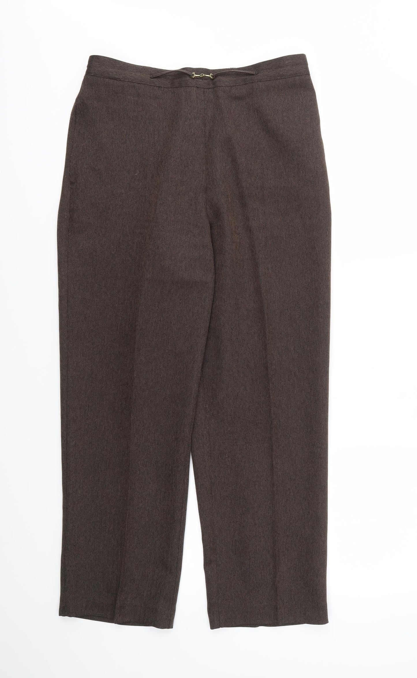 BHS Womens Brown   Trousers  Size 12 L26 in - stretch waistband