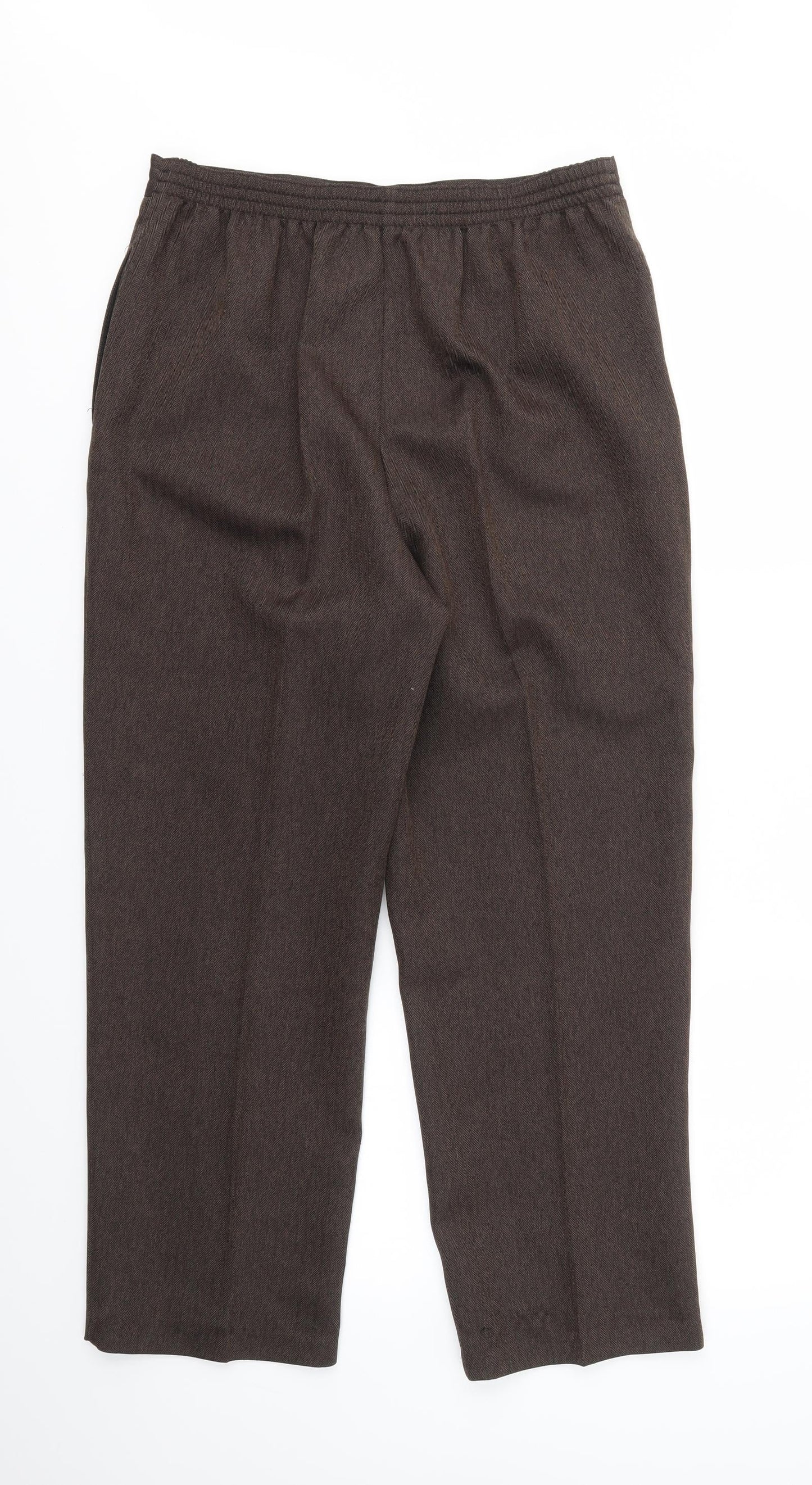 BHS Womens Brown   Trousers  Size 12 L26 in - stretch waistband