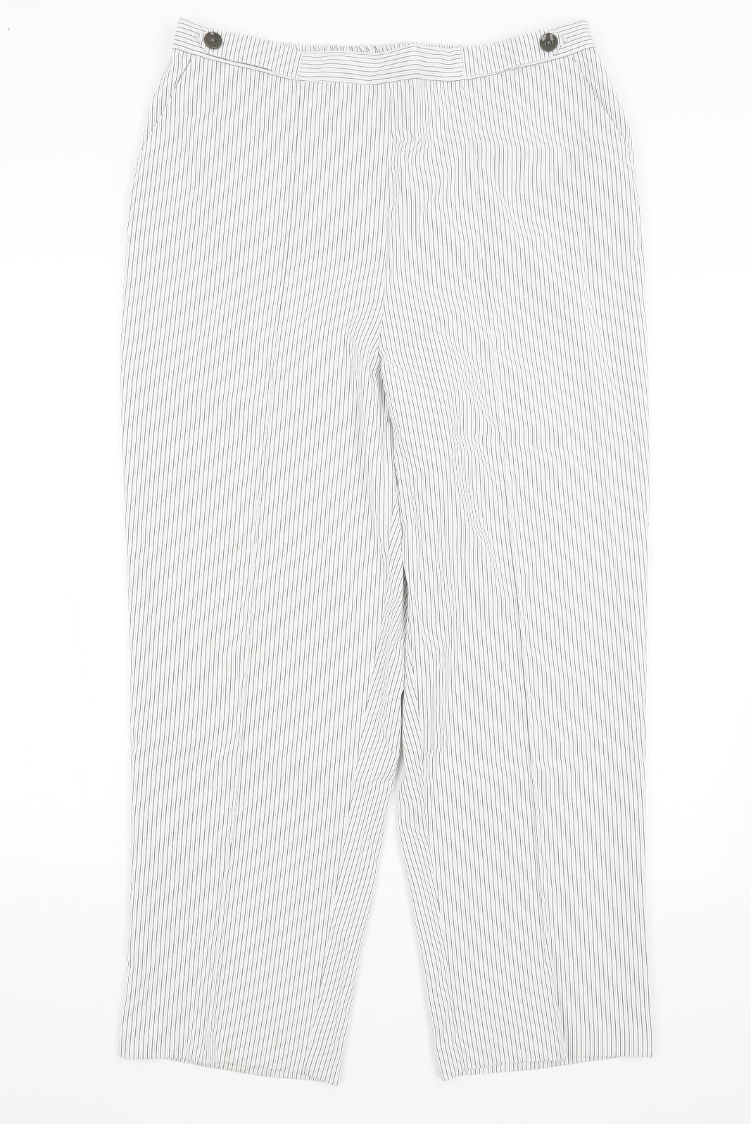 BM, Womens White Striped  Trousers  Size 16 L27 in
