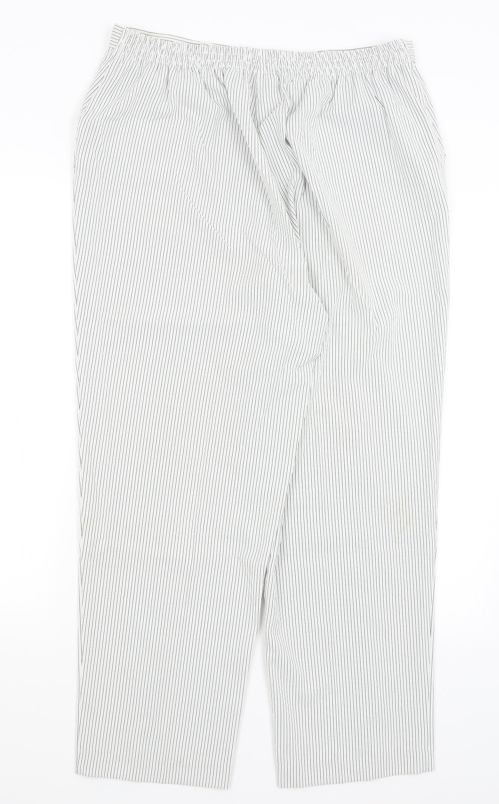BM, Womens White Striped  Trousers  Size 16 L27 in