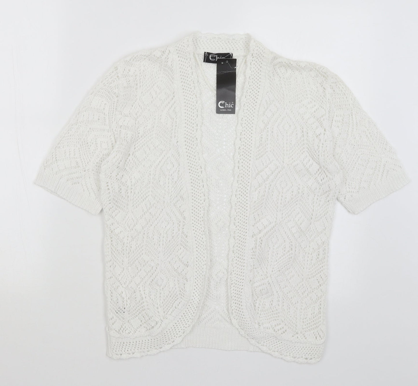 CHIC Womens White   Cardigan Jumper Size S