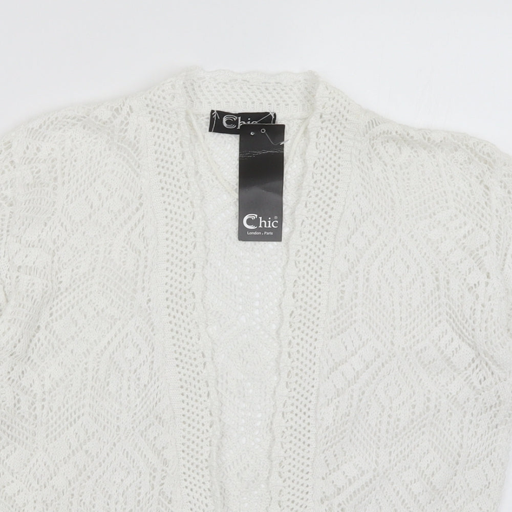 CHIC Womens White   Cardigan Jumper Size S