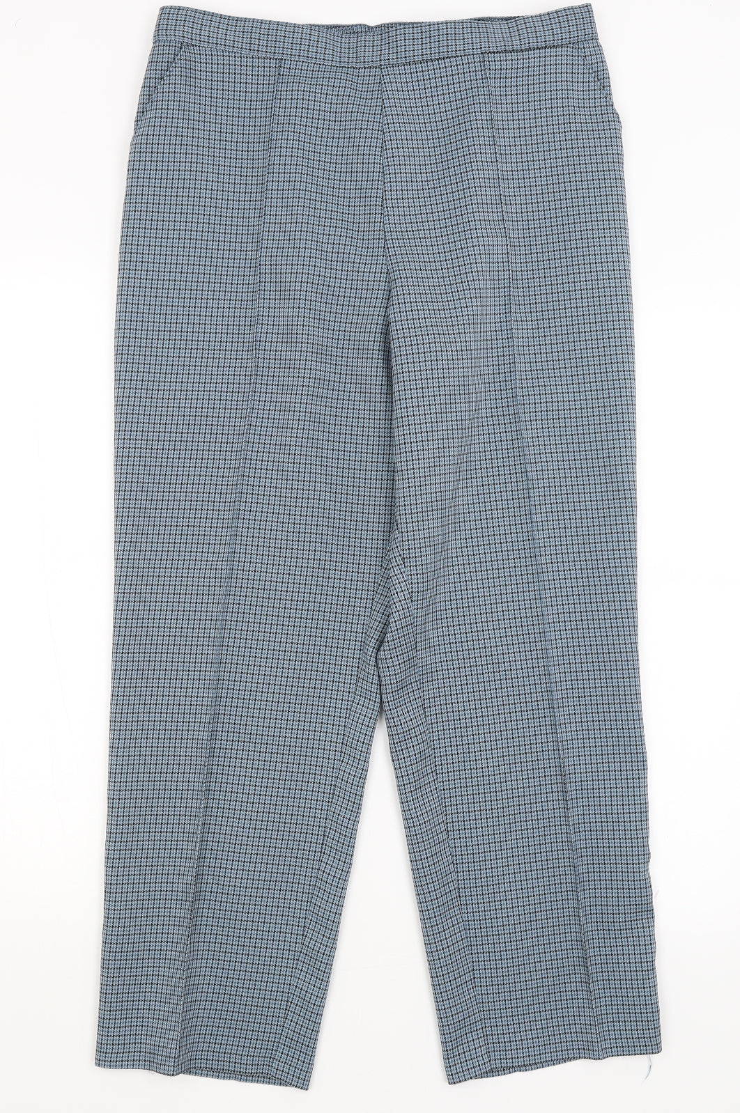 M&S Womens Blue Check  Trousers  Size 14 L27 in