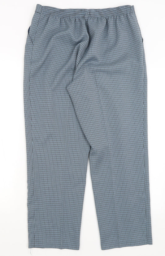 M&S Womens Blue Check  Trousers  Size 14 L27 in