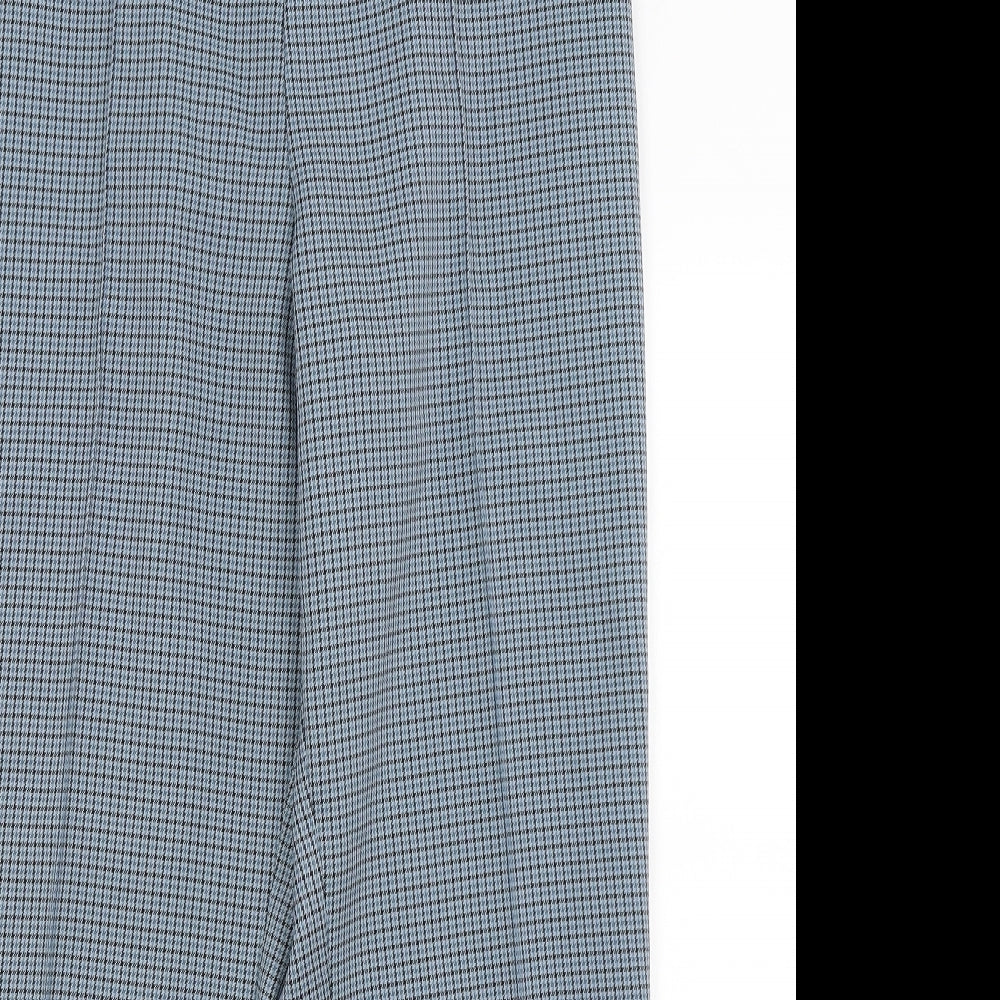 M&S Womens Blue Check  Trousers  Size 14 L27 in