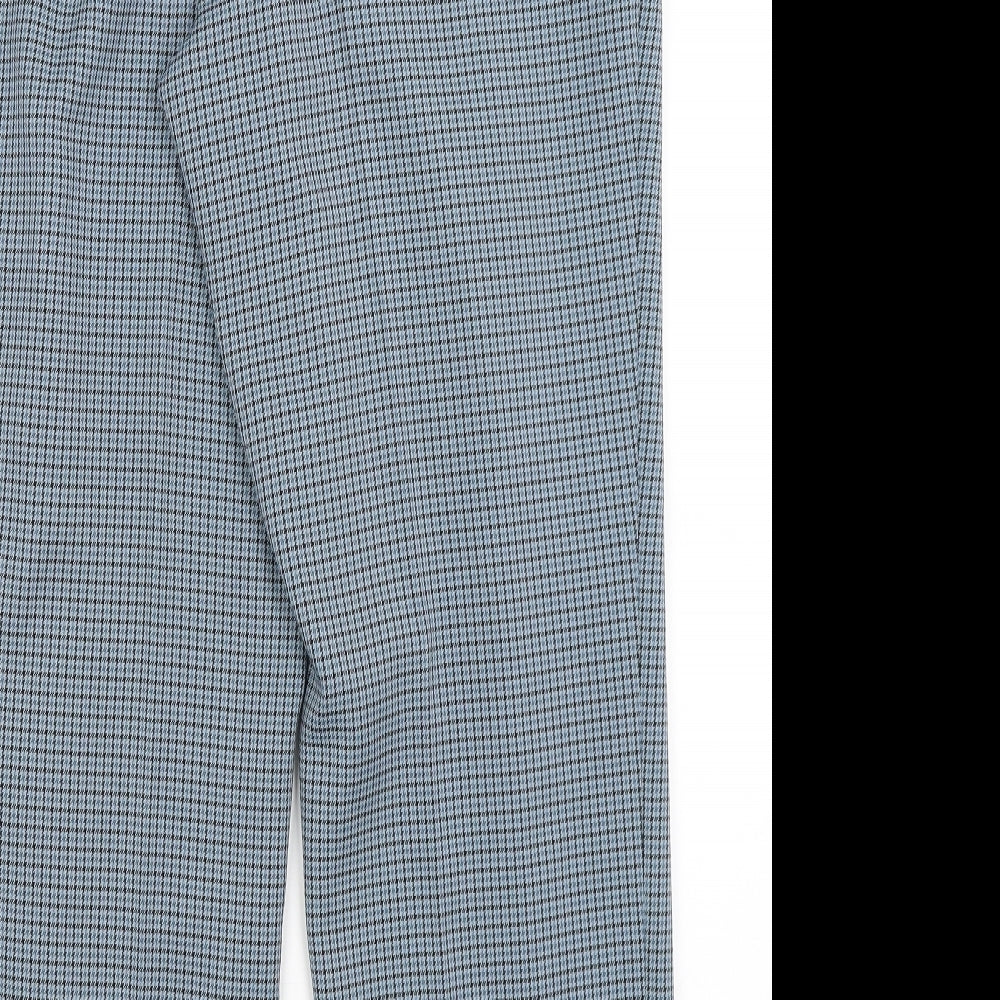 M&S Womens Blue Check  Trousers  Size 14 L27 in