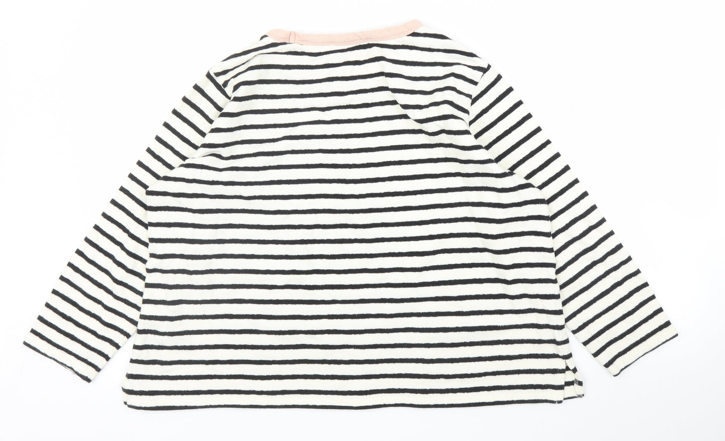 M&S Womens White Striped  Pullover Jumper Size 18