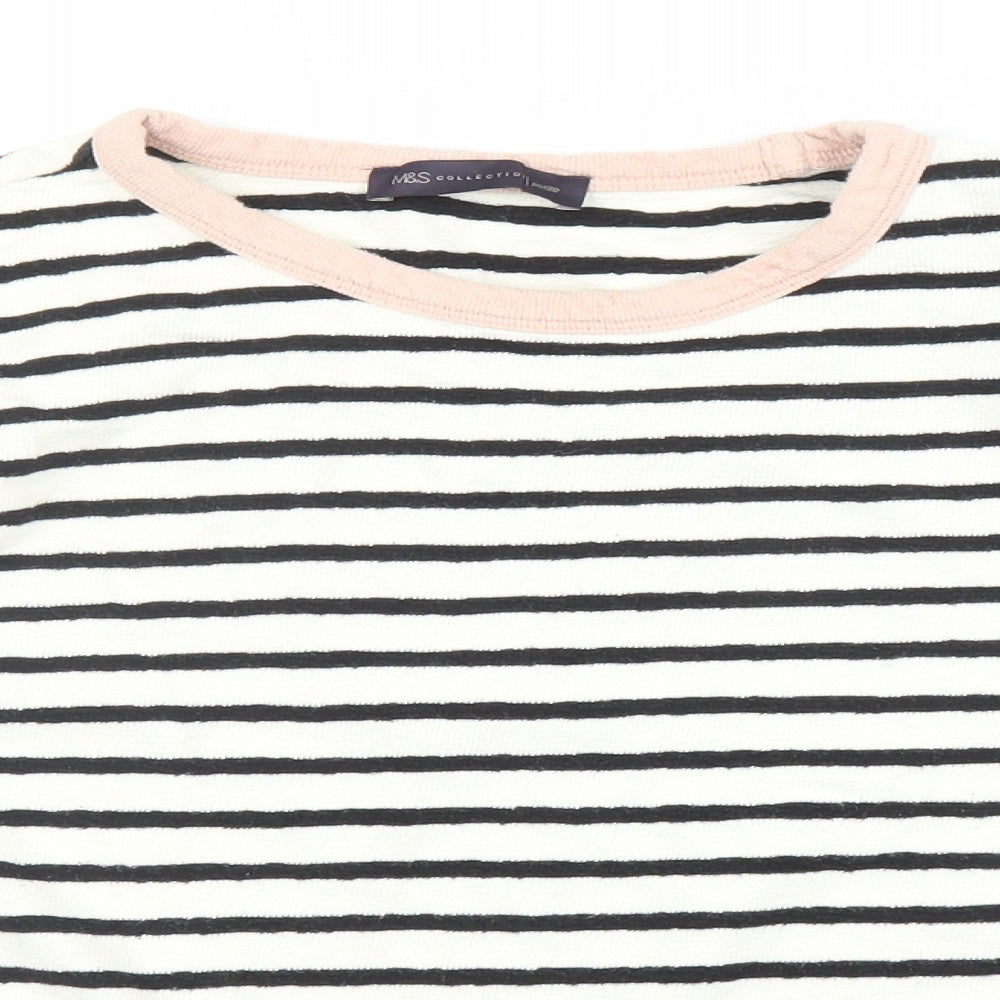 M&S Womens White Striped  Pullover Jumper Size 18