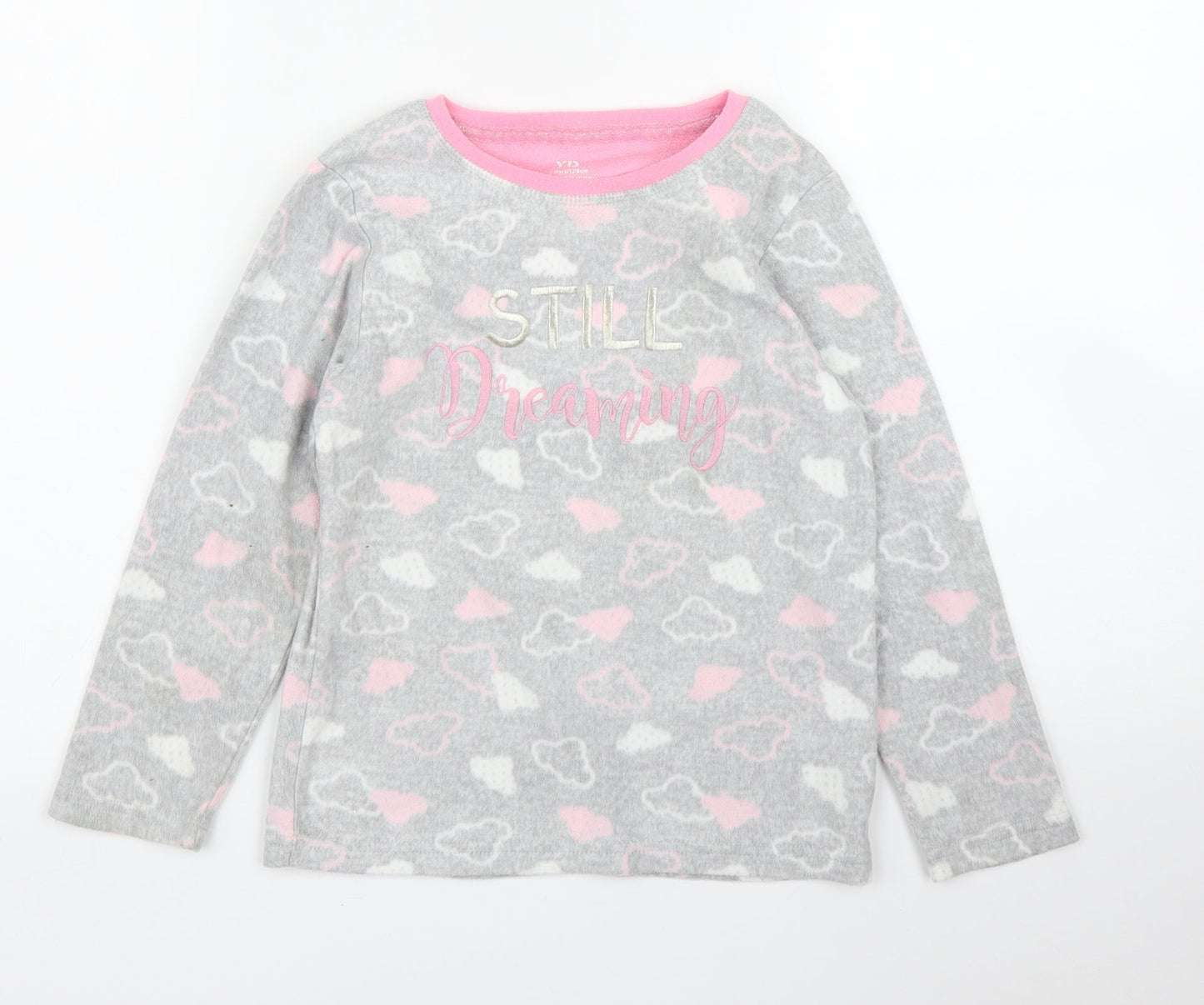 Primark Girls Grey  Fleece Pullover Jumper Size 7 Years  - PJ top