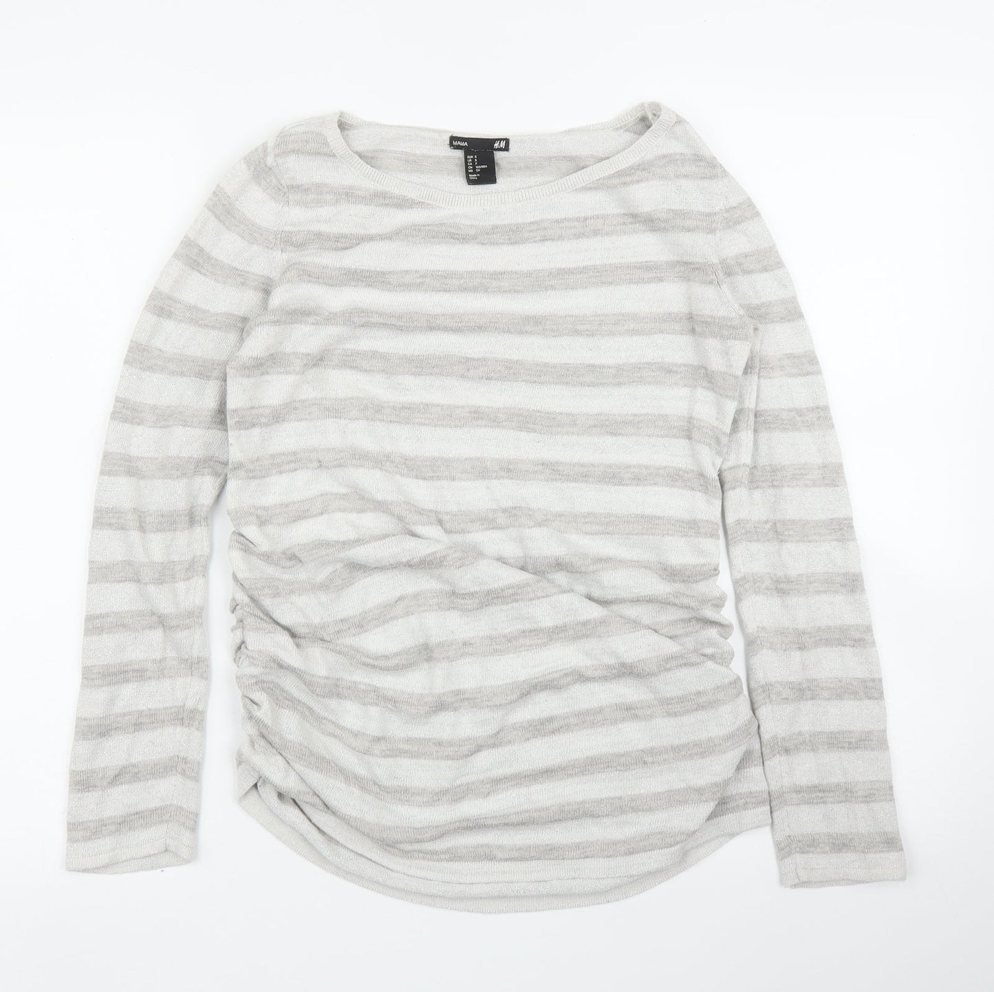 H&M Womens Grey Striped  Pullover Jumper Size S