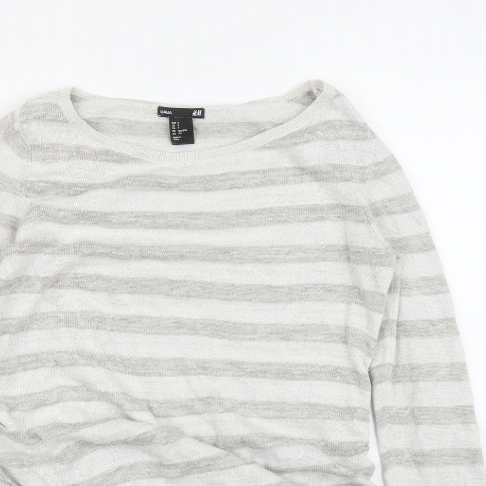 H&M Womens Grey Striped  Pullover Jumper Size S