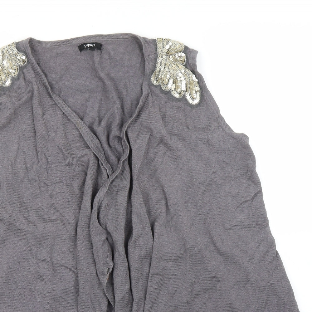 Papaya Womens Grey   Cardigan Jumper Size 14