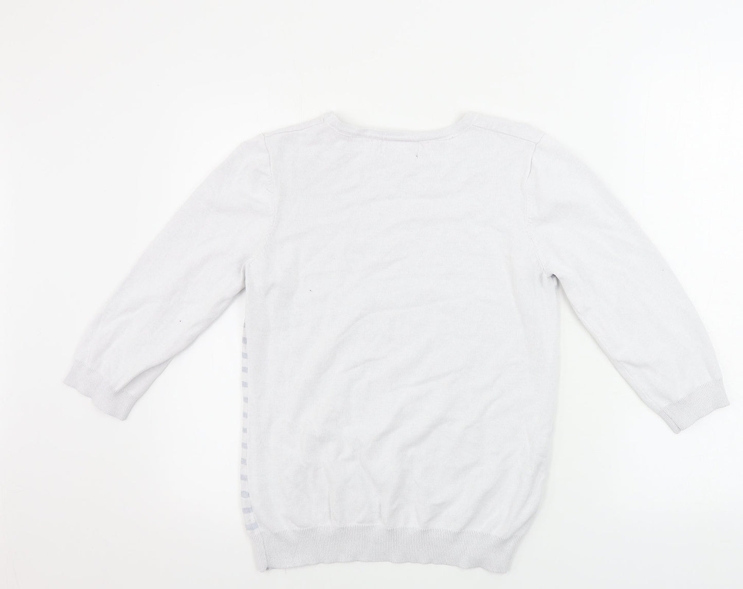 Simon Jefferey  Womens White Floral  Henley Jumper Size S