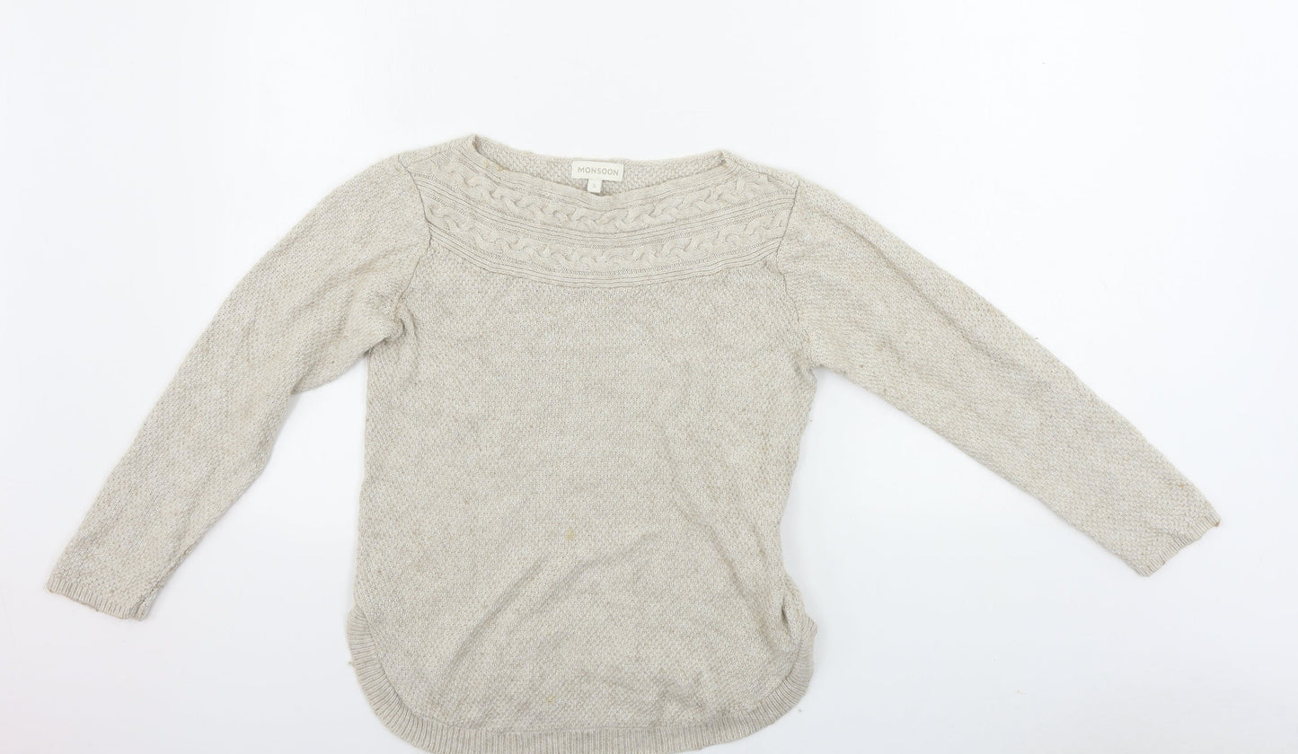 Monsoon Womens Beige   Pullover Jumper Size S
