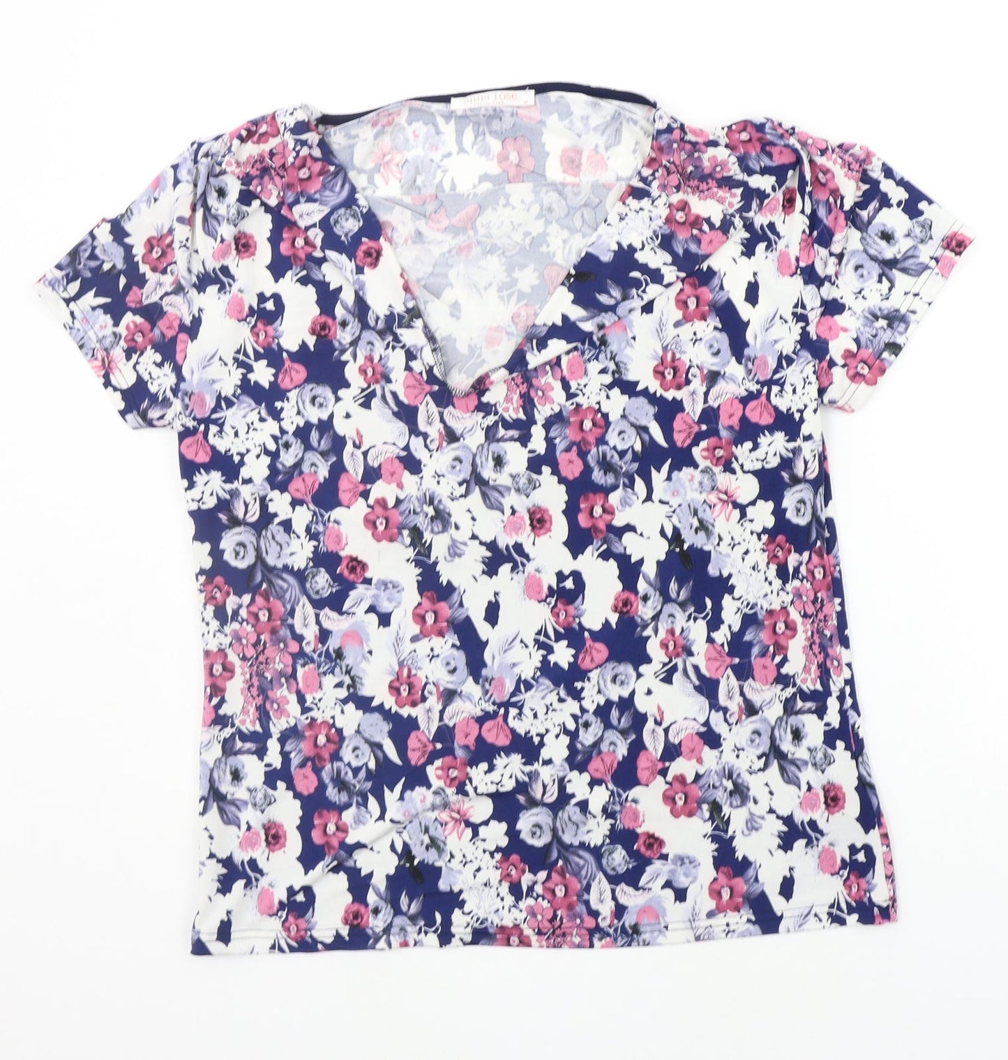 Roseanna Womens Blue Floral  Basic T-Shirt Size M