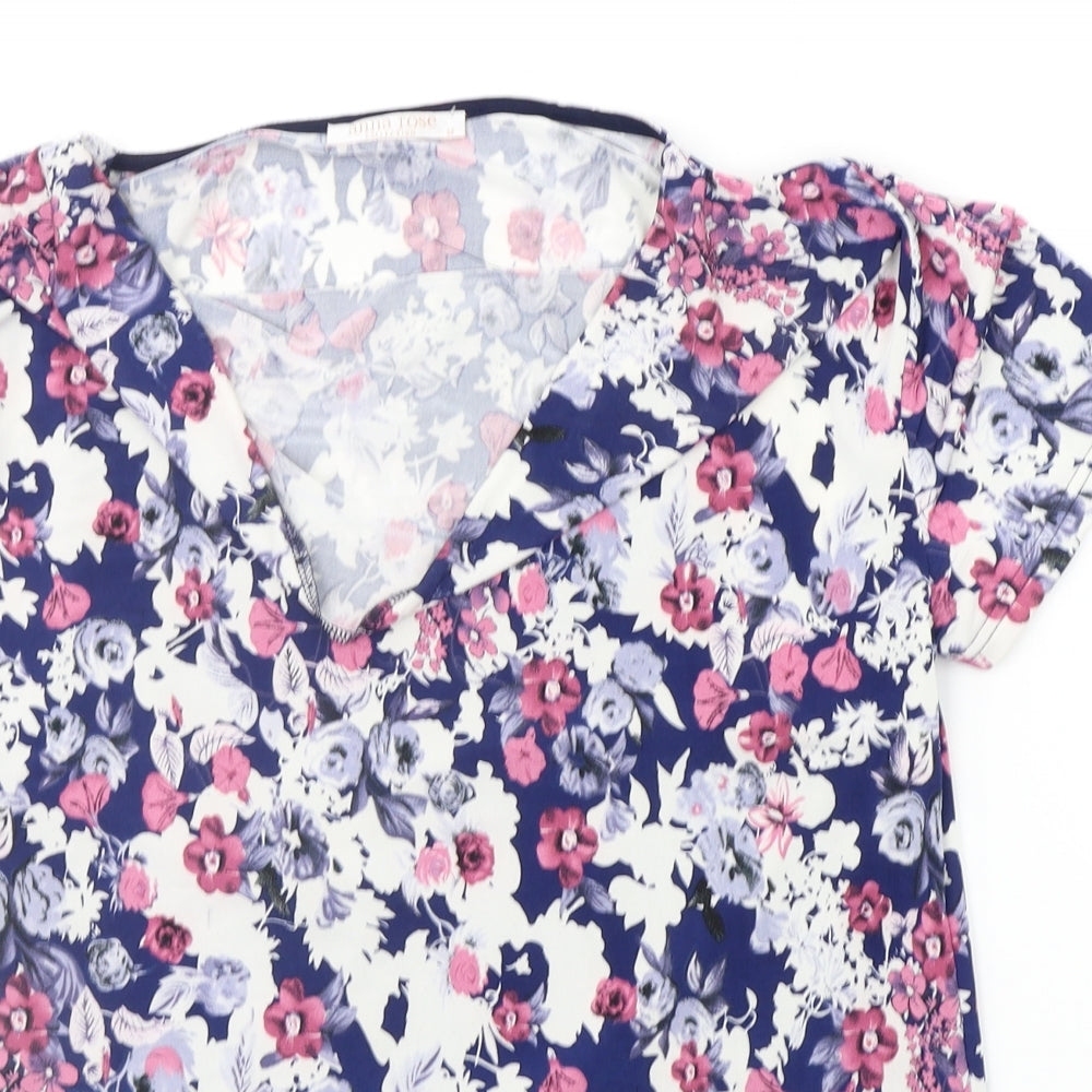 Roseanna Womens Blue Floral  Basic T-Shirt Size M
