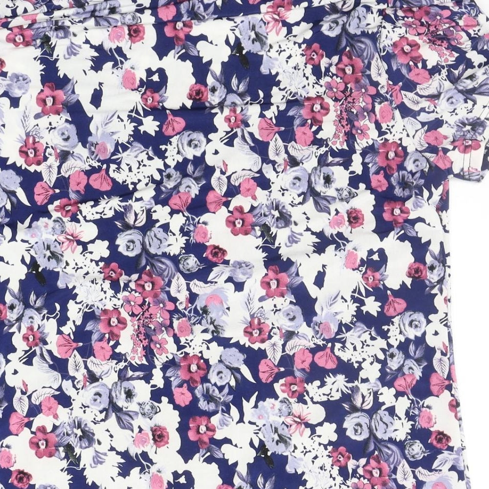 Roseanna Womens Blue Floral  Basic T-Shirt Size M
