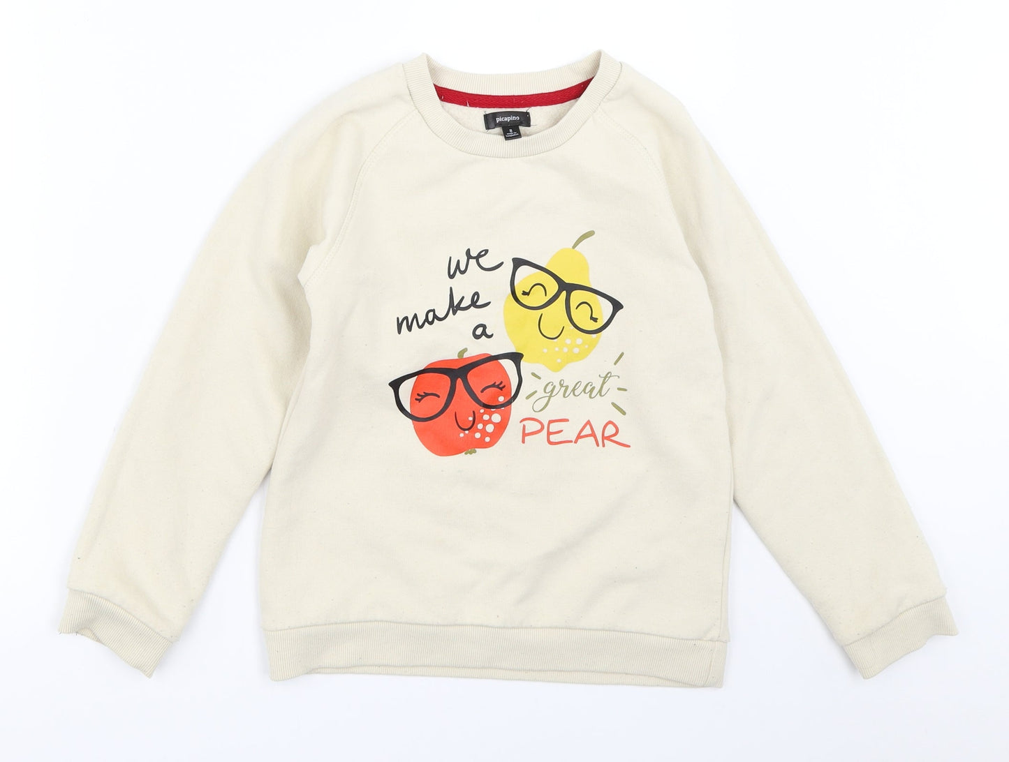 Picapino Girls Beige   Pullover Sweatshirt Size 8 Years