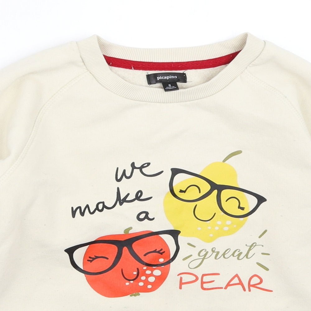 Picapino Girls Beige   Pullover Sweatshirt Size 8 Years
