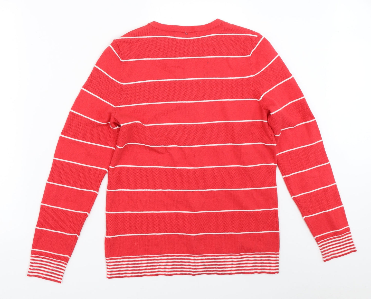 Bonmarché Womens Red Striped  Cardigan Jumper Size XS