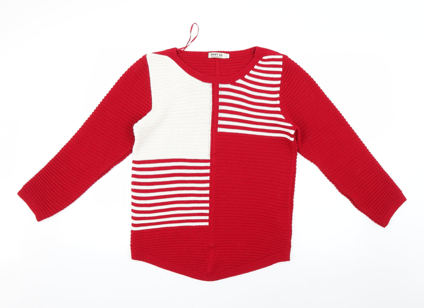 envy us Womens Red Striped  Pullover Jumper Size M