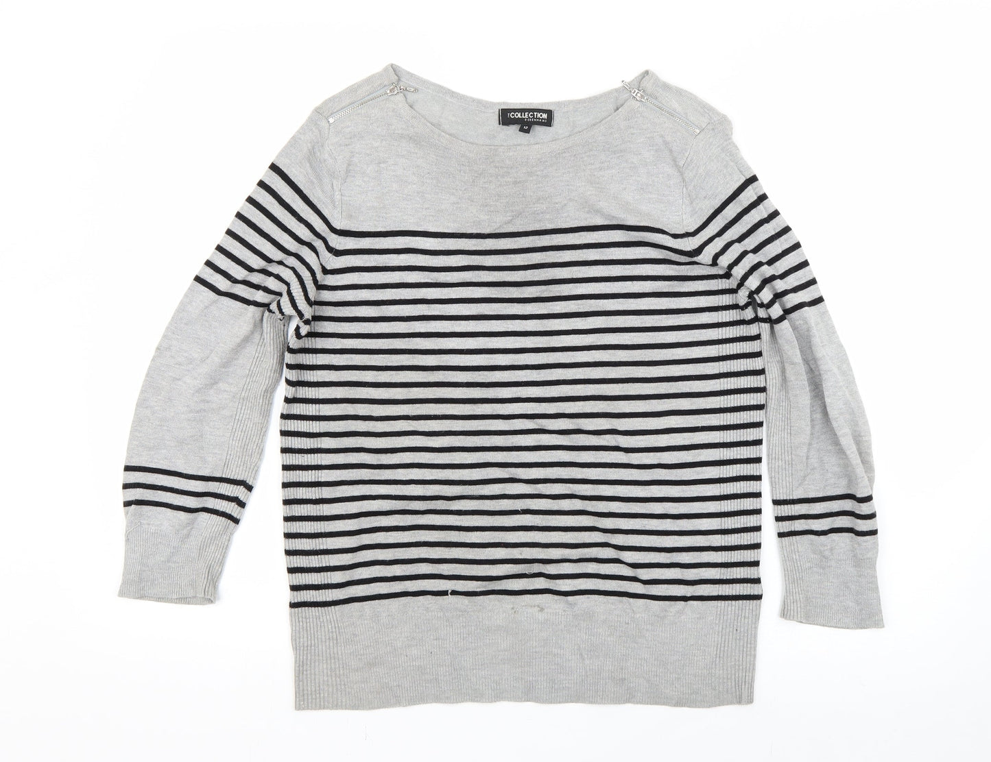Debenhams Womens Grey Striped  Pullover Jumper Size 12