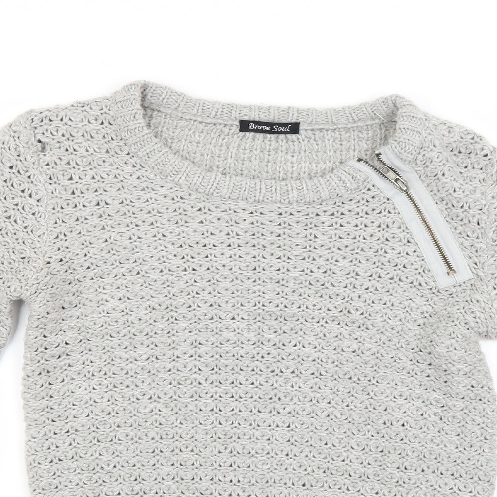 Brave Soul Womens Grey   Pullover Jumper Size S