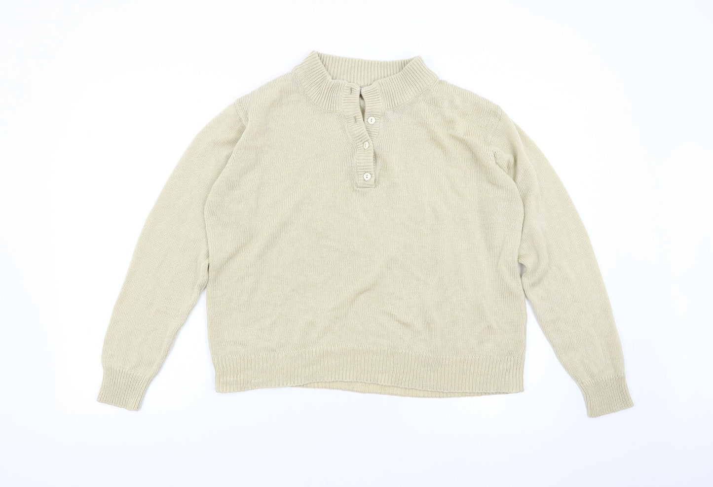 Damart Womens Beige  Knit Henley Jumper Size M