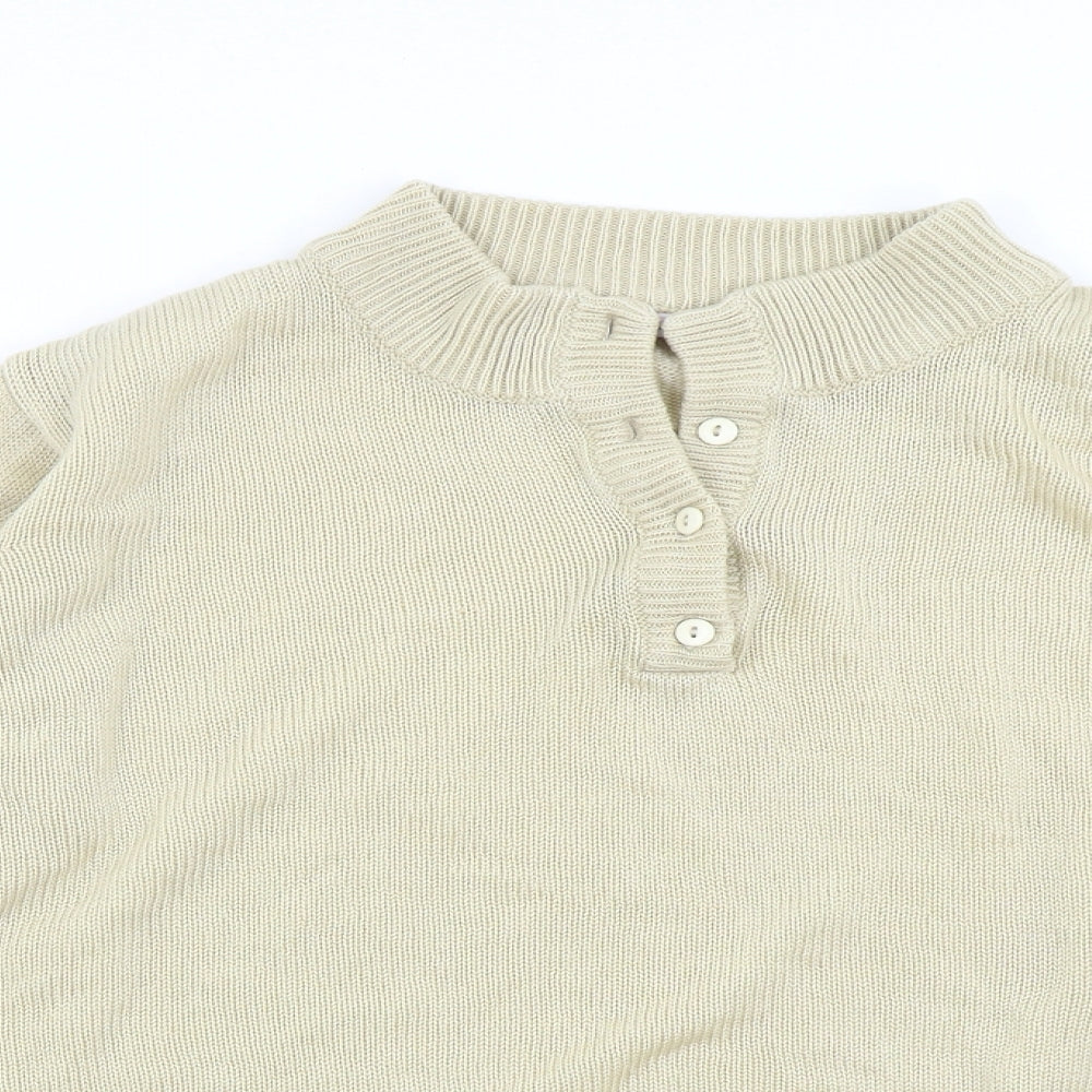 Damart Womens Beige  Knit Henley Jumper Size M