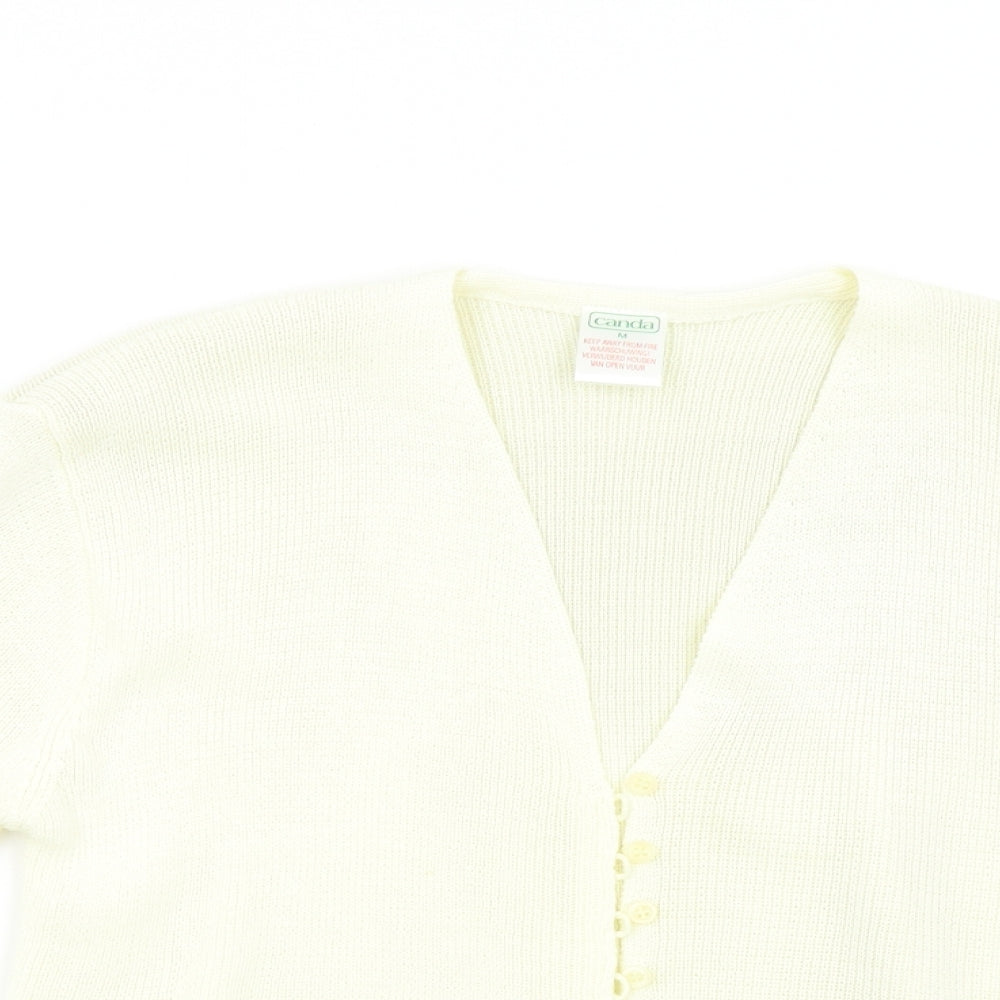 Canda Womens Beige  Knit Cardigan Jumper Size M