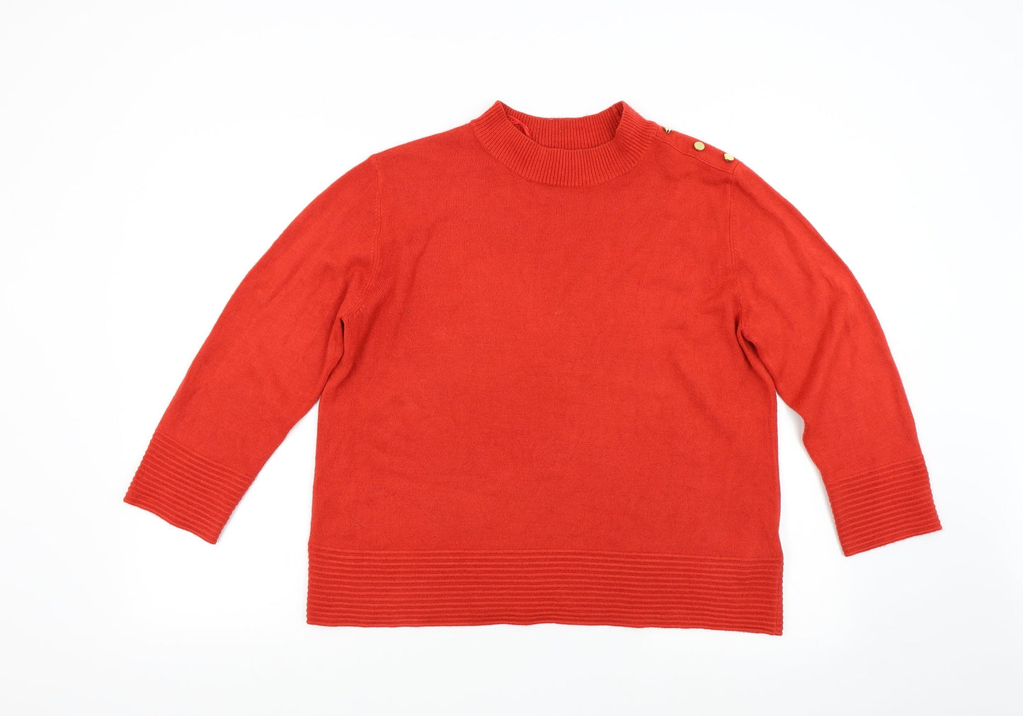 M&S Womens Red  Knit Pullover Jumper Size 14