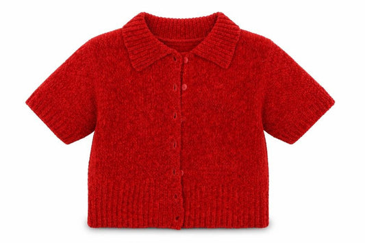 C&A Girls Red  Knit Cardigan Jumper Size 14 Years