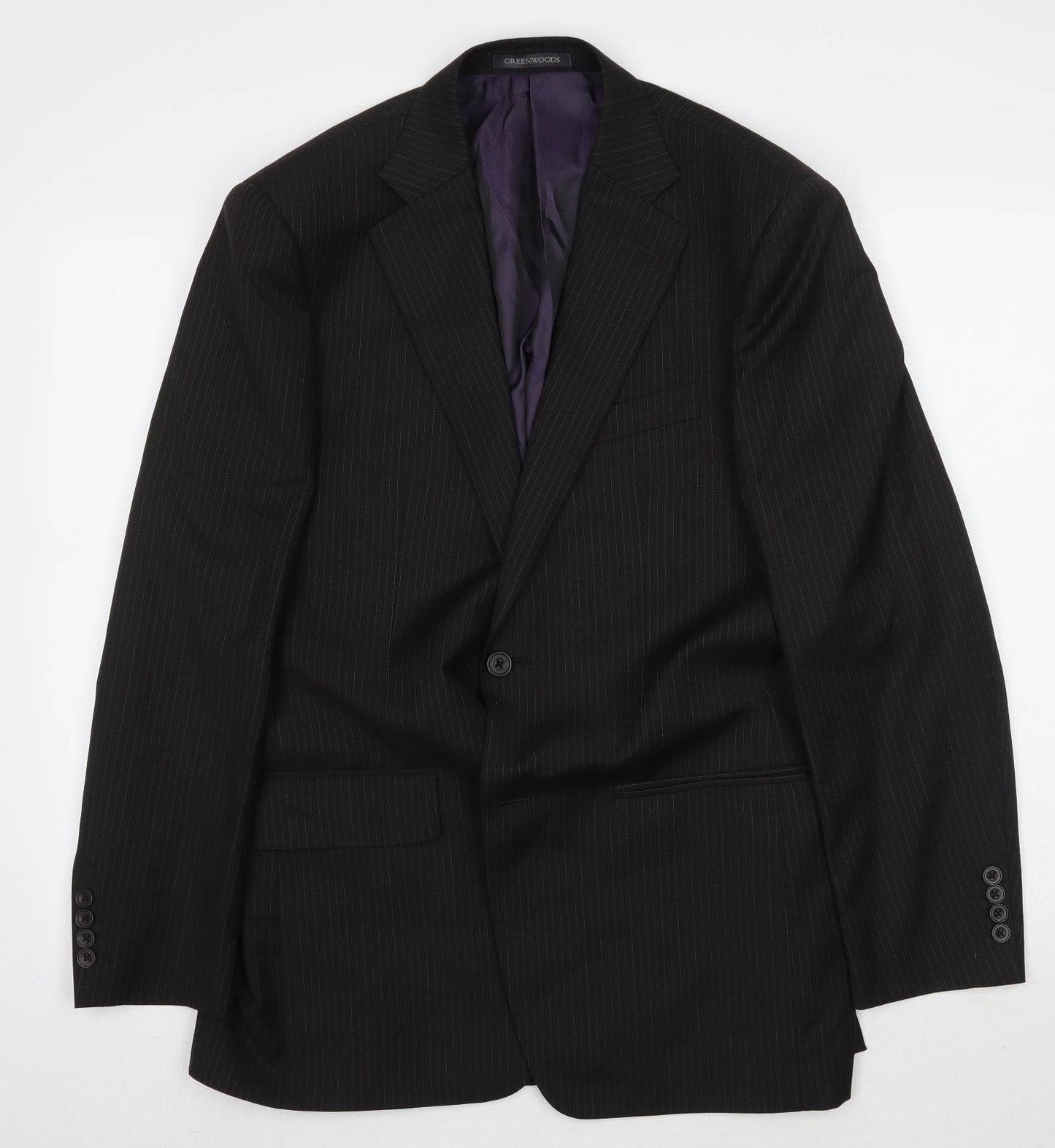 Greenwoods Mens Black Striped  Jacket Suit Jacket Size 38