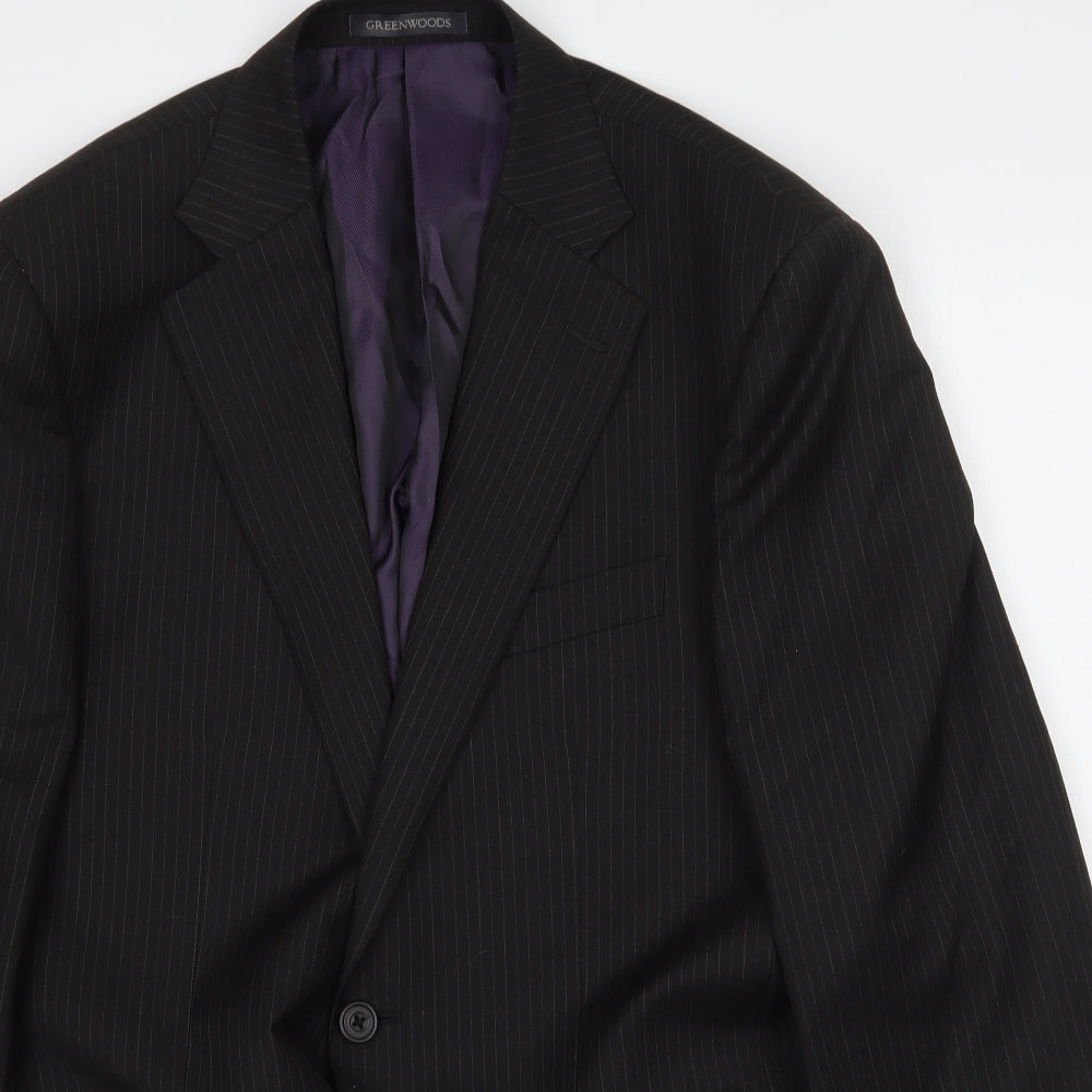 Greenwoods Mens Black Striped  Jacket Suit Jacket Size 38