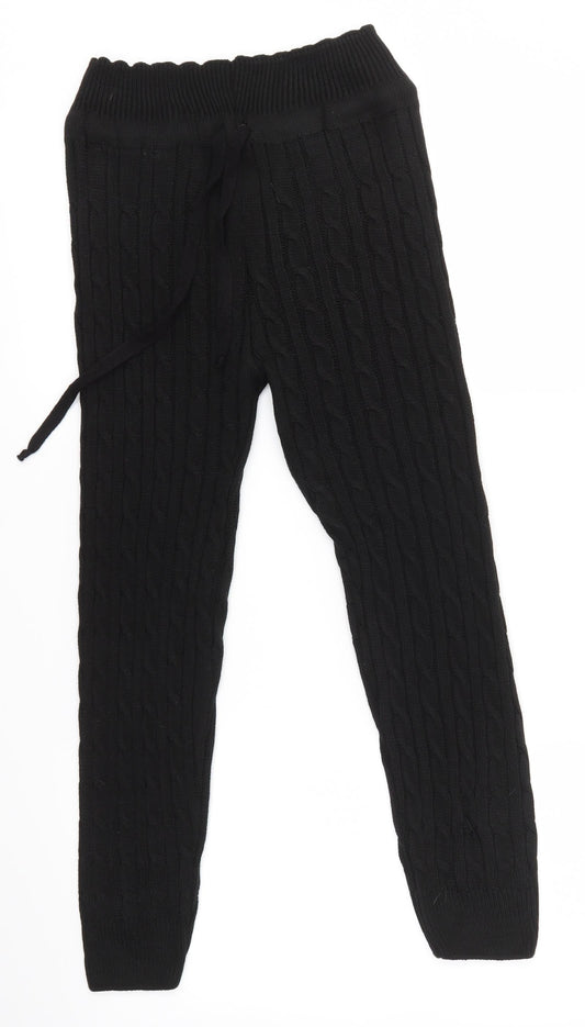 Preworn Womens Black Solid Knit  Pyjama Pants Size XS