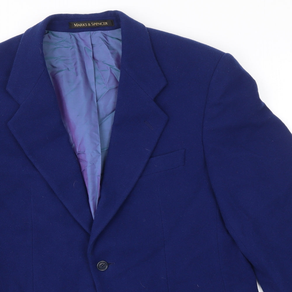 M&S Womens Blue   Overcoat Coat Size M