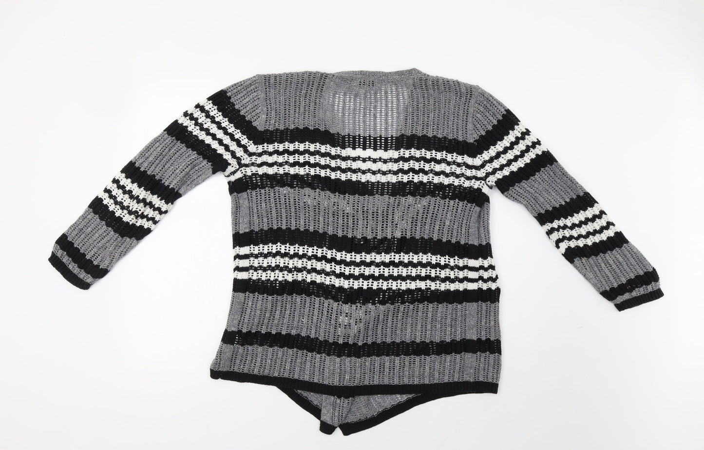 Papaya Womens Grey Striped  Cardigan Jumper Size S