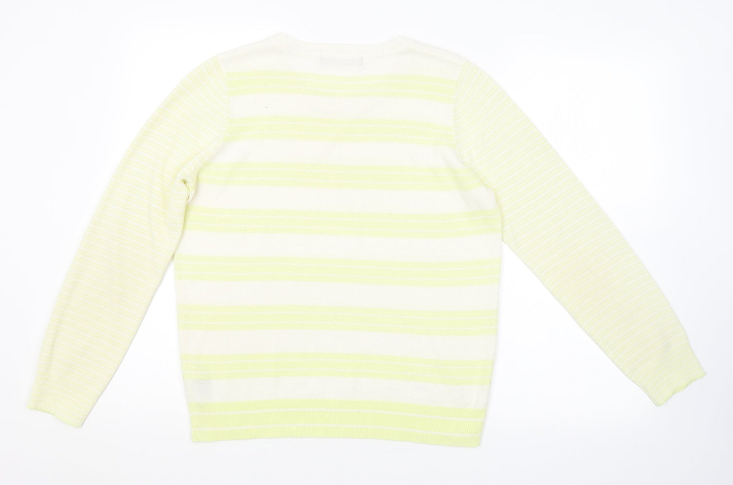 M&S Womens Yellow Striped  Pullover Jumper Size 12