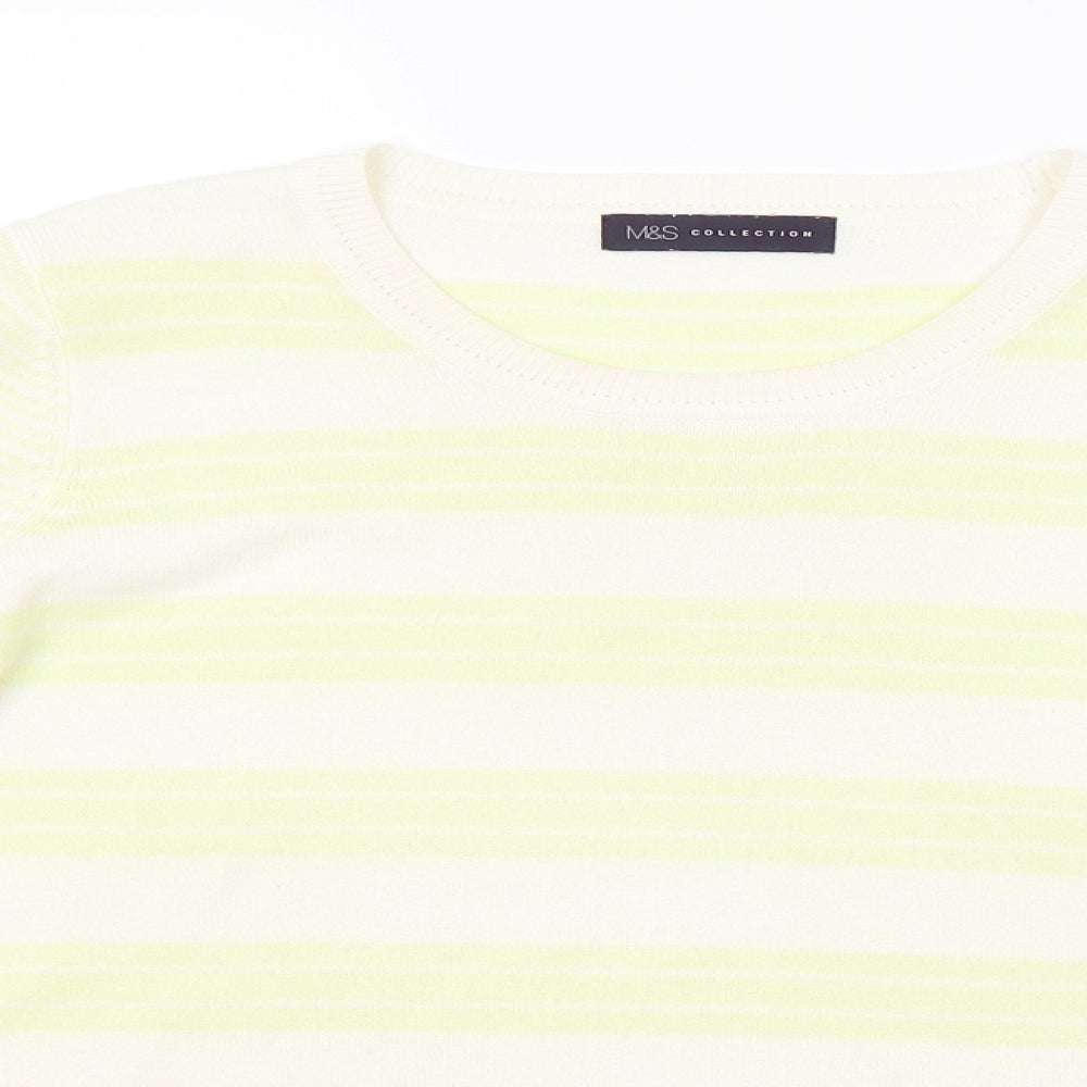 M&S Womens Yellow Striped  Pullover Jumper Size 12