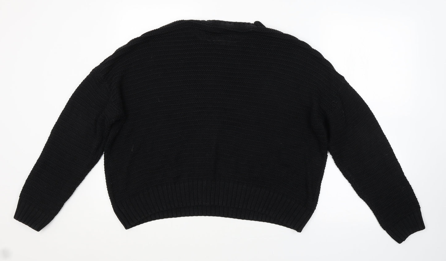 H&M Womens Black Striped  Pullover Jumper Size L