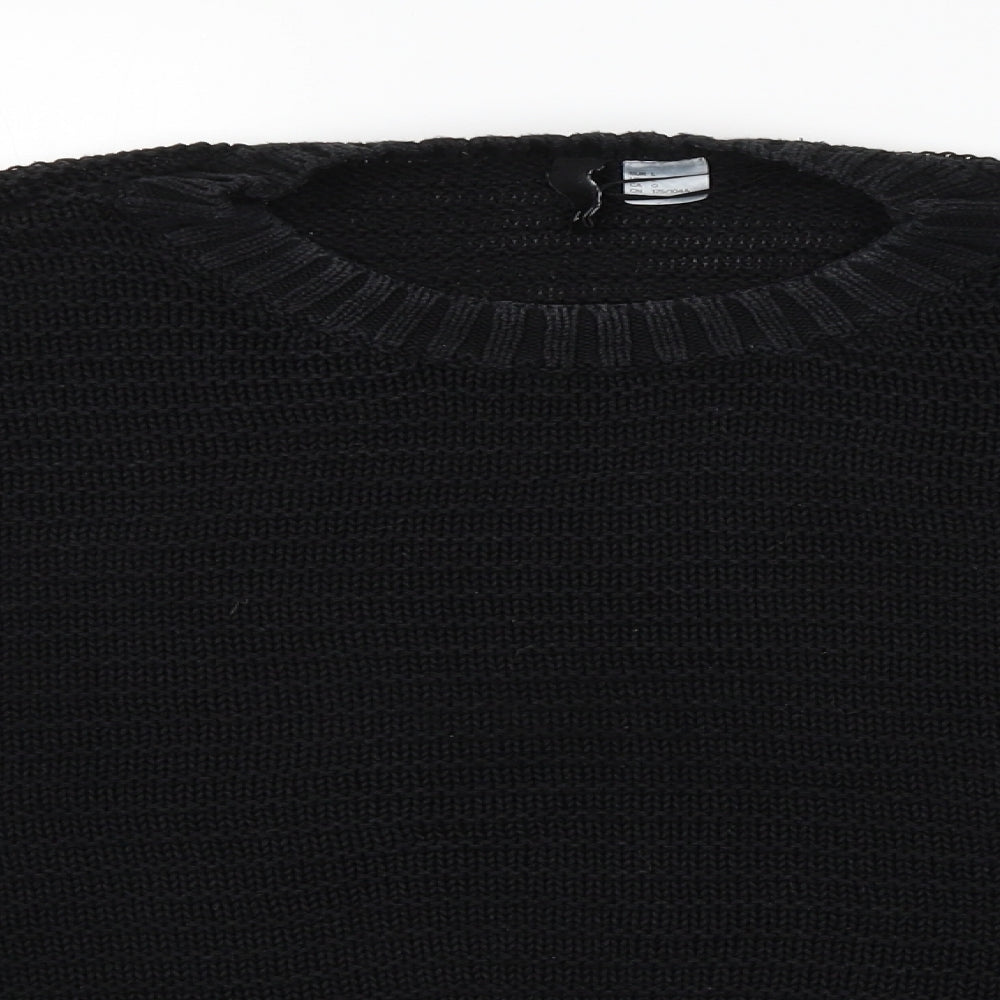 H&M Womens Black Striped  Pullover Jumper Size L