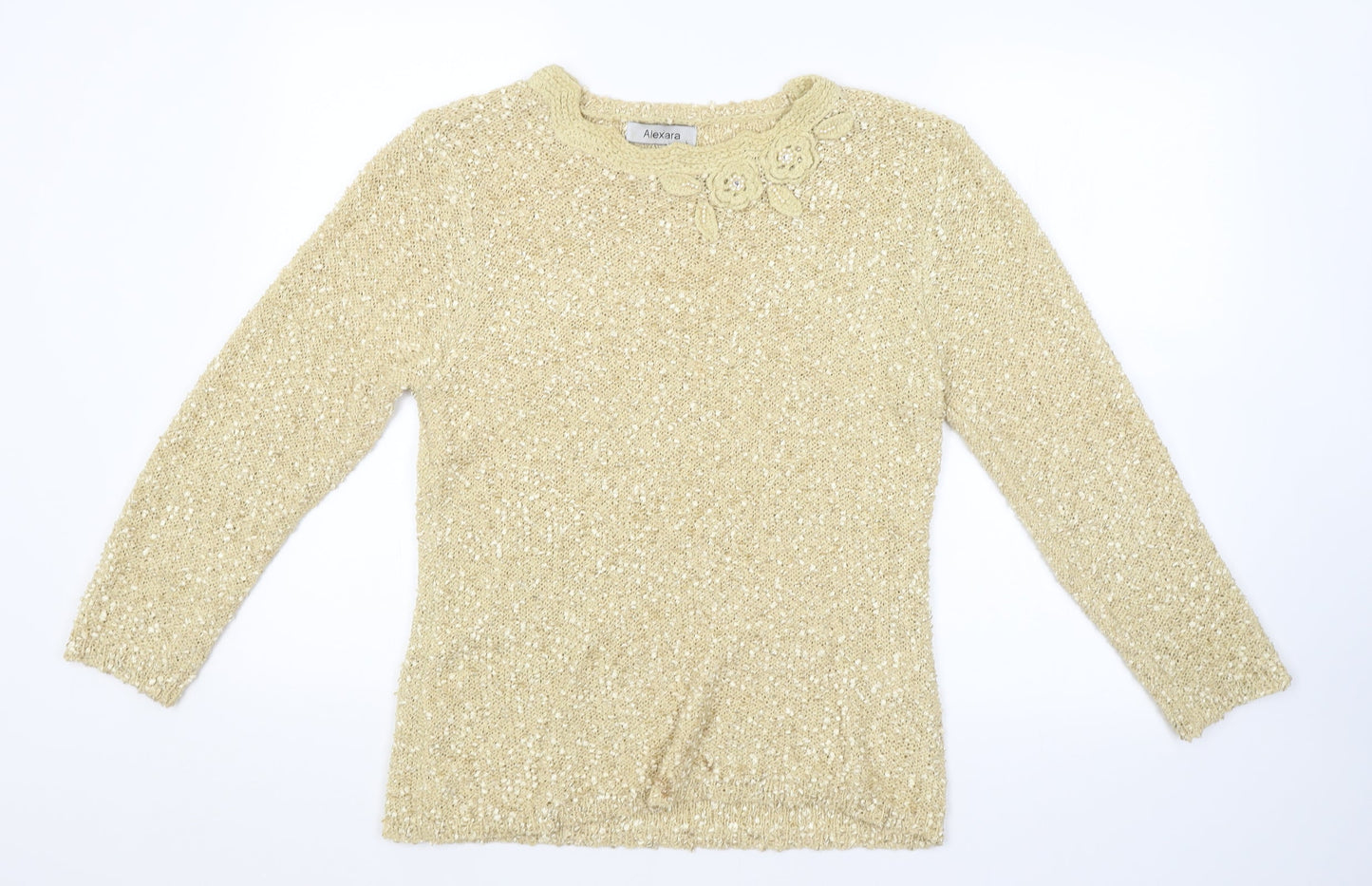 ALEXARA Womens Gold   Pullover Jumper Size L