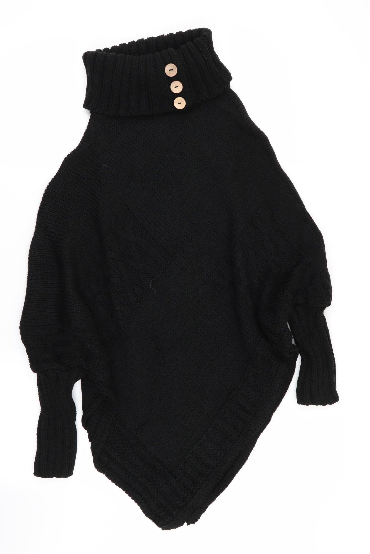 Preworn Womens Black   Pullover Jumper   - Batwing Sleeve - side splits