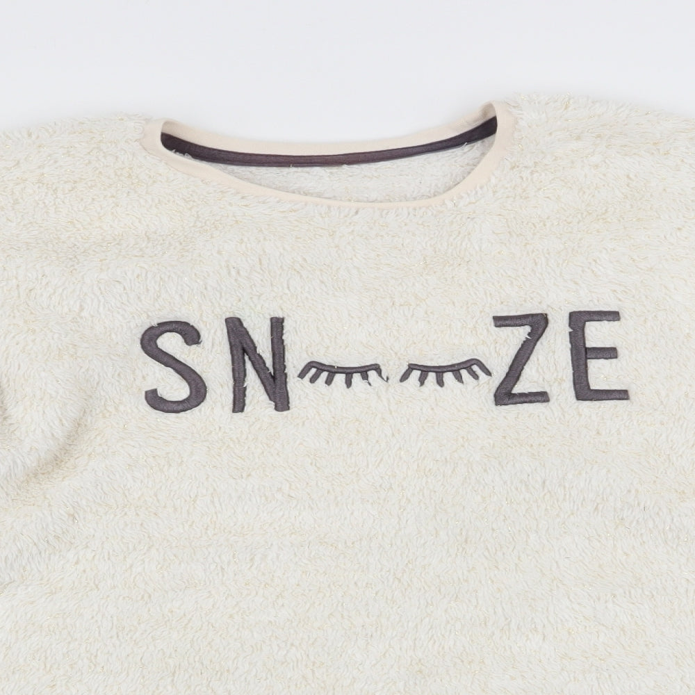 George Girls Ivory Solid   Pyjama Set Size 12-13 Years  - Snooze - subtle glitter effect