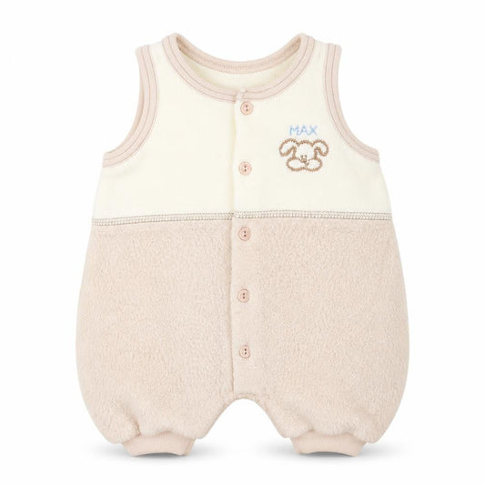 BHS Boys Beige Animal Print  Dungaree One-Piece Size 3-6 Months  - Dog Logo